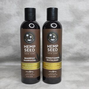 Earthly Body Hemp Seed Hair Care Shampoo + Conditioner Set, 8 oz w/Coconut Oils